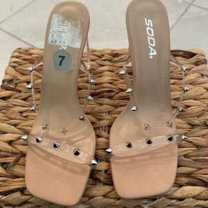 Soda Women's Nude Studded Heels